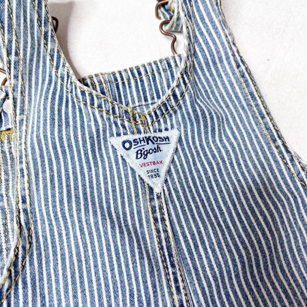 OshKosh Railroad Stripe Vestbak Overall Shorts Size 18M